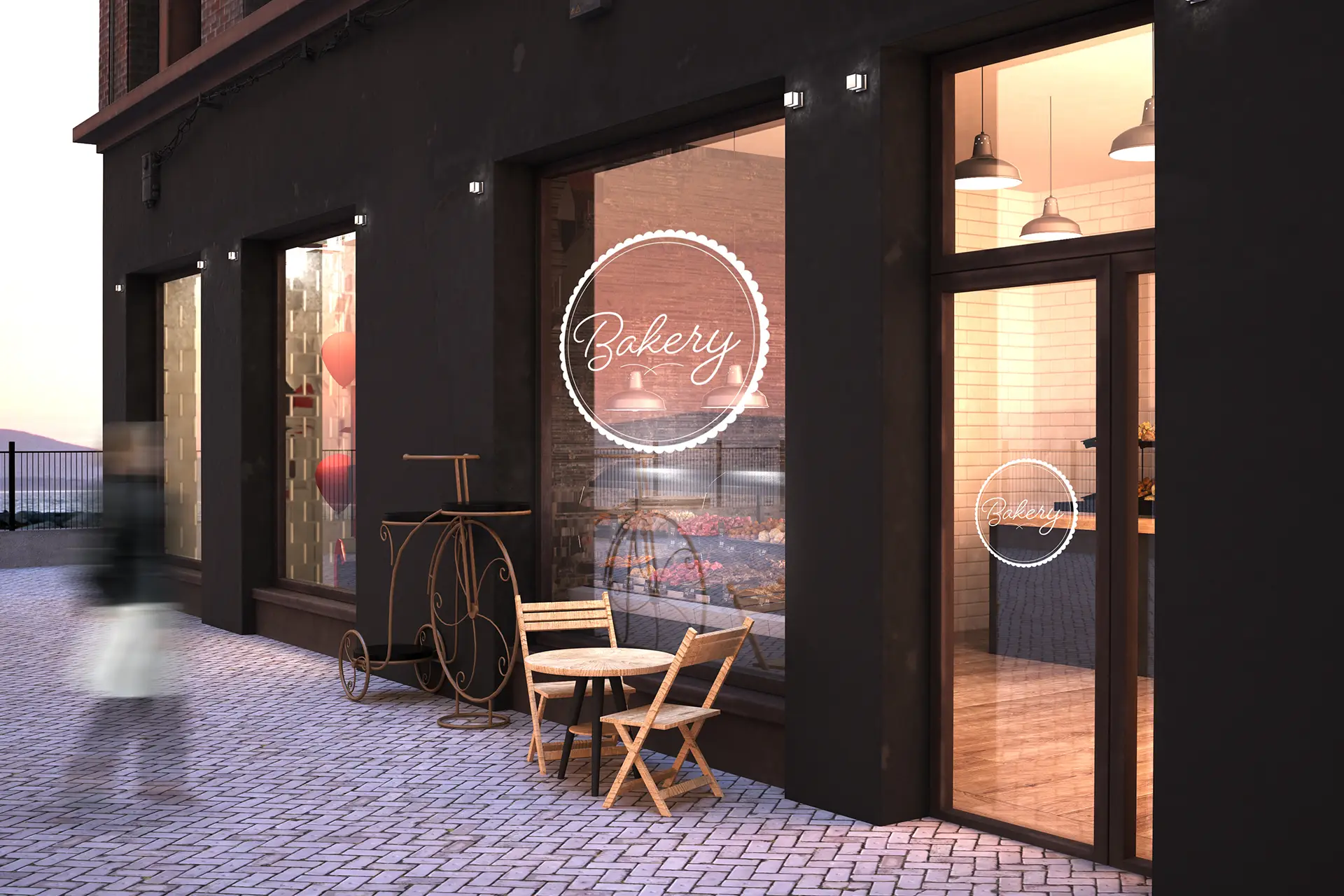 Gabes Pty Ltd clean bakery storefront with spotless windows, tidy outdoor seating – expert retail & commercial cleaning