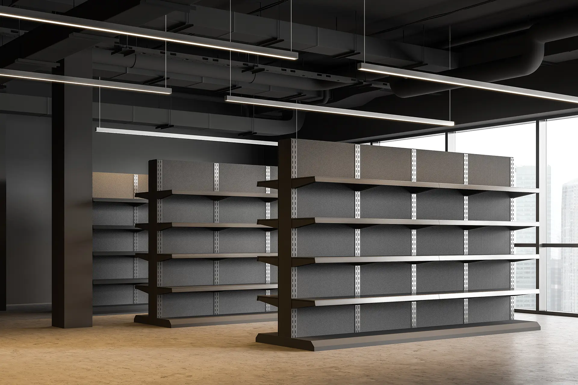 Clean, empty retail shelves in a modern store – Gabes Pty Ltd expert commercial cleaning for retail fit-outs & reopenings